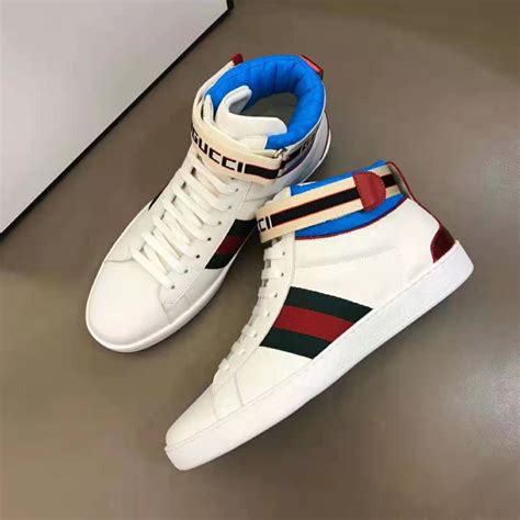 ace sneaker with gucci stripe|Gucci ace high top sneakers.